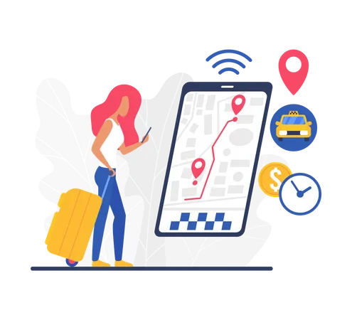 Online taxi tracking  Illustration