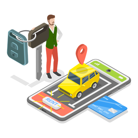 Online taxi tracking  Illustration