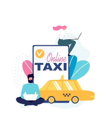 Online-Taxibuchung  Illustration