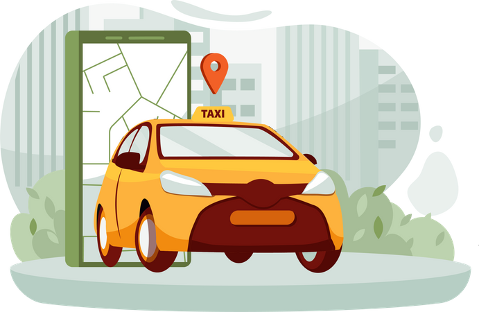 Online-Taxibuchung  Illustration