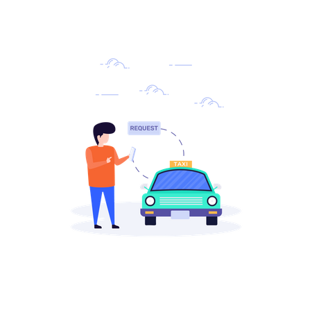 Konzept der Online-Taxibuchung  Illustration
