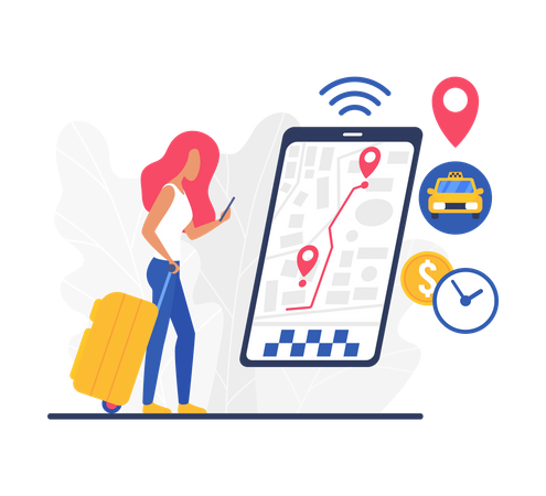 Online-Taxiverfolgung  Illustration