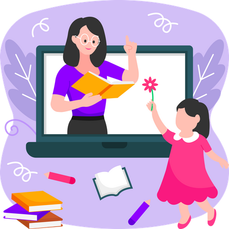 Online teachers day celebration Illustration
