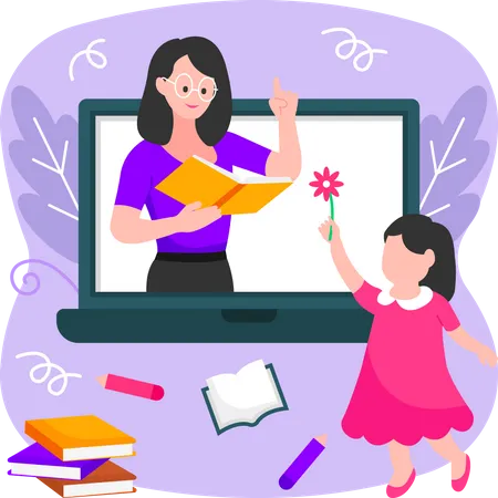 Online teachers day celebration  Illustration