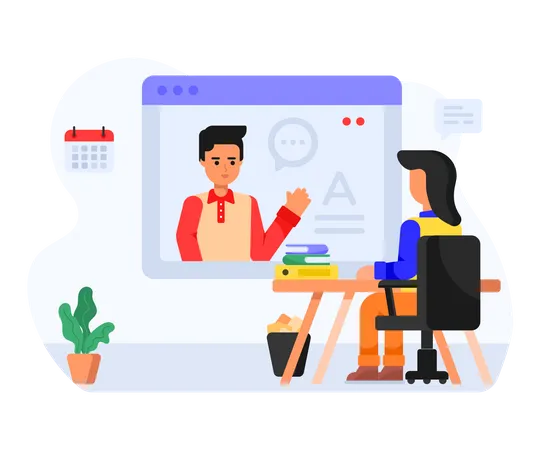 Flat Icon Of Online Teaching Virtual Learning Illustration