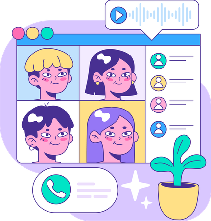 Online team conference meeting  Illustration