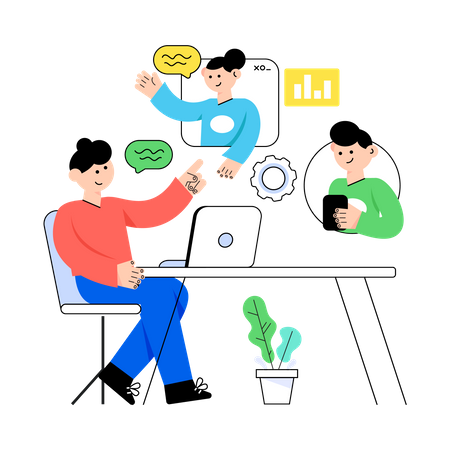 Online Team Conversation Illustration