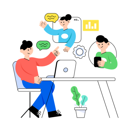 Online Team Conversation  Illustration