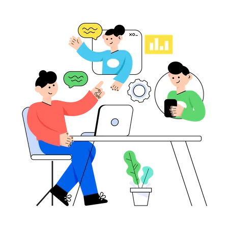 Online Team Conversation  Illustration