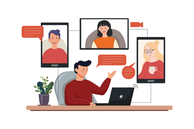 Online Team Meeting  Illustration