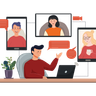 illustrations of online team meeting