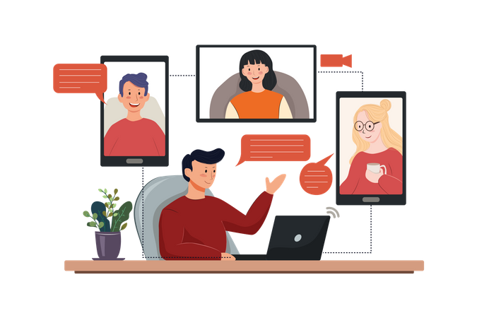 Online Team Meeting  Illustration