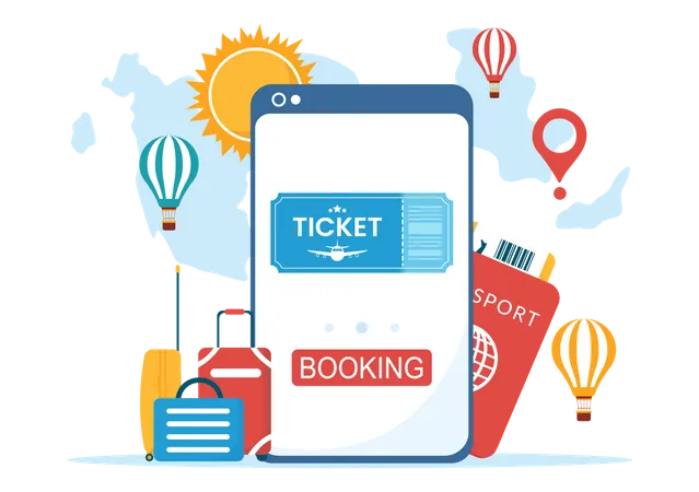 Online ticket booking for travelling  Illustration