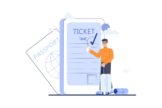 Online Ticketbuchung  Illustration