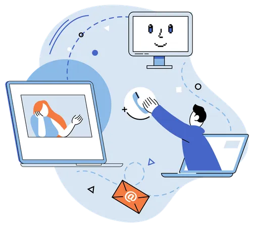 Online tools enhanced communication within remote team  Illustration