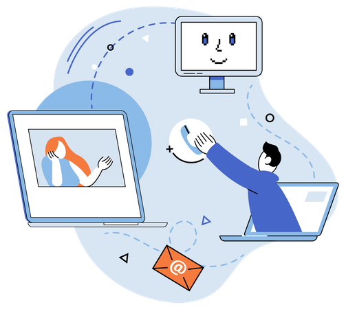 Online-Tools verbessern die Kommunikation im Remote-Team  Illustration