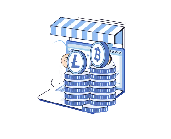Online trading marketplace for exchanging cryptocurrencies  Illustration