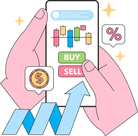 Online trading using mobile  Illustration