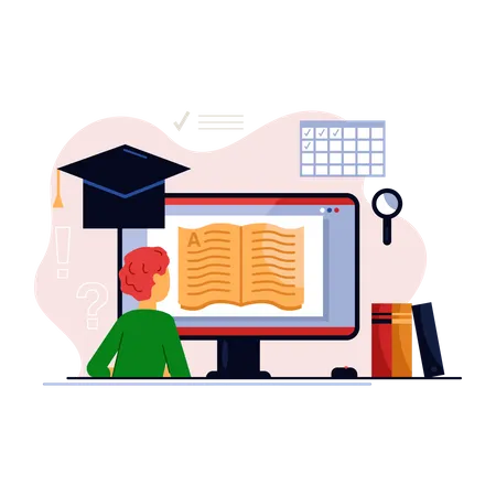 Online training course and distance learning on digital education technology Illustration