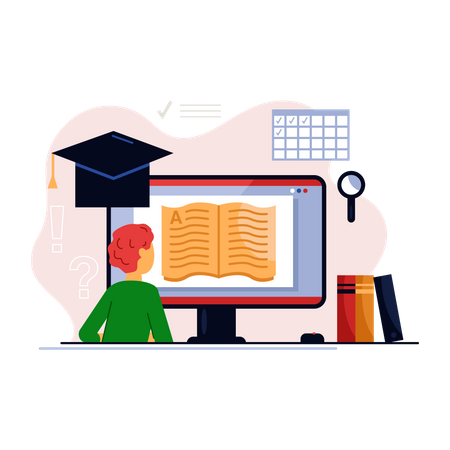 Online training course and distance learning on digital education technology  Illustration