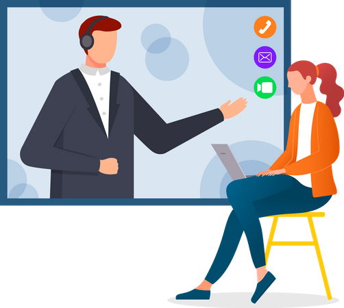 Online training via video conference  Illustration