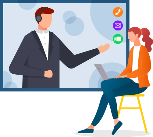 Online training via video conference  Illustration