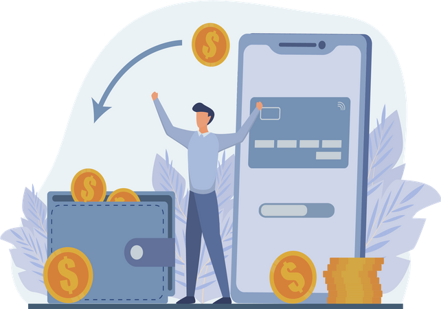 Online transfer money  Illustration