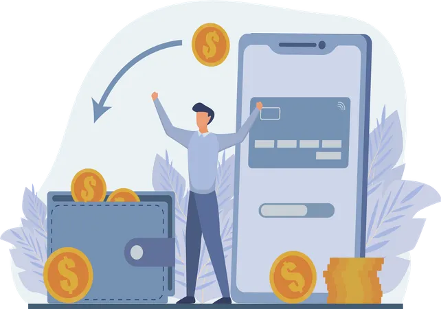 Online transfer money  Illustration