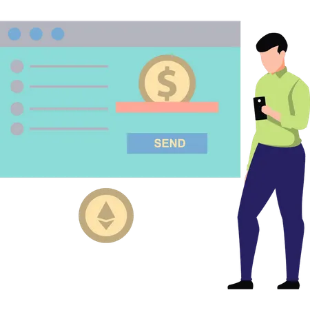 Online transfer money  Illustration