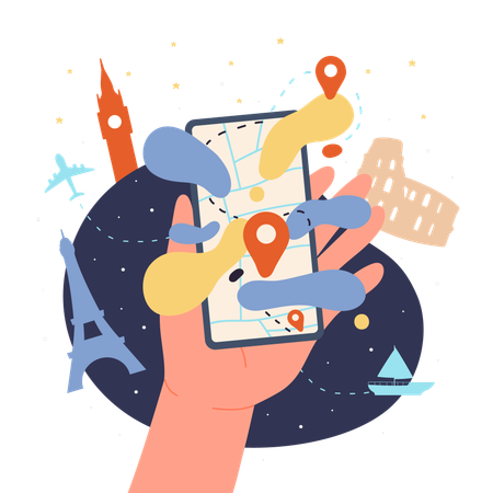 Online travel planning  Illustration