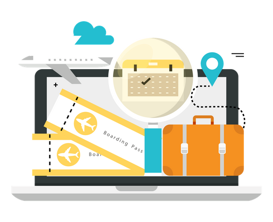 Online travel planning  Illustration