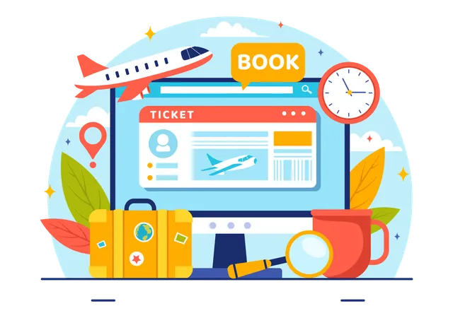 Online Travel Ticket  Illustration