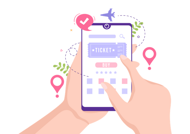 Online travel ticket booking app  Illustration