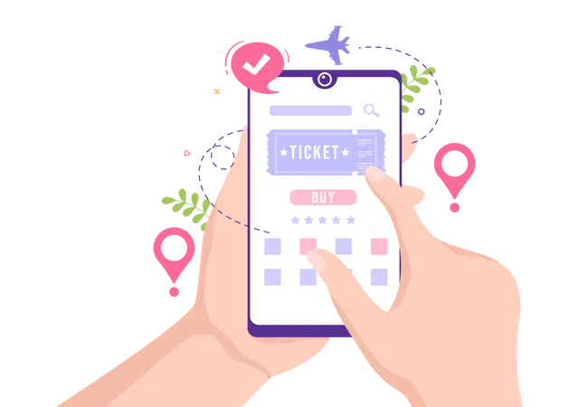 Online travel ticket booking app  Illustration