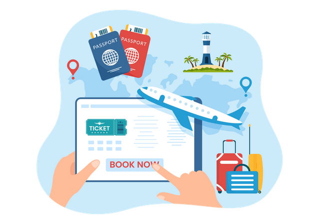 Online travel ticket booking  Illustration