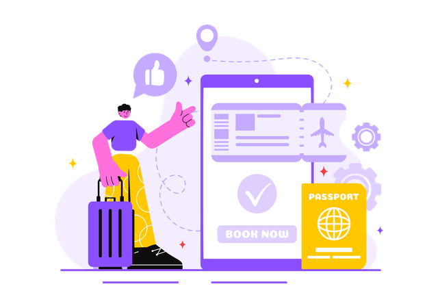 Online Travel Ticket  Illustration