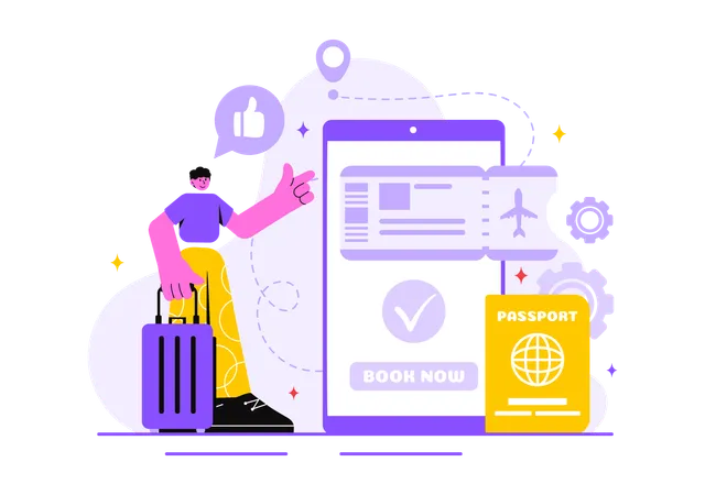 Online Travel Ticket  Illustration