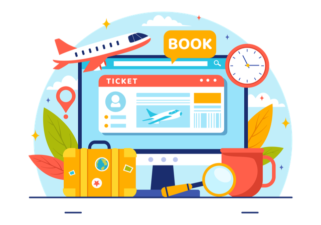 Online Travel Ticket  Illustration