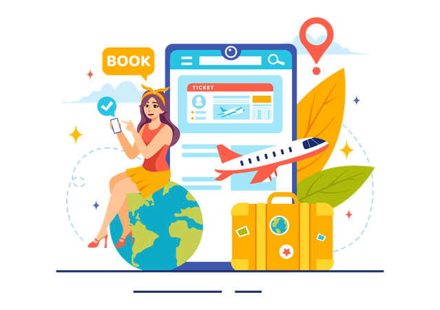 Online Travel Ticket  Illustration