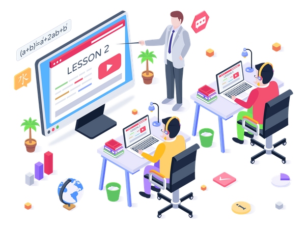 Online-Unterricht  Illustration