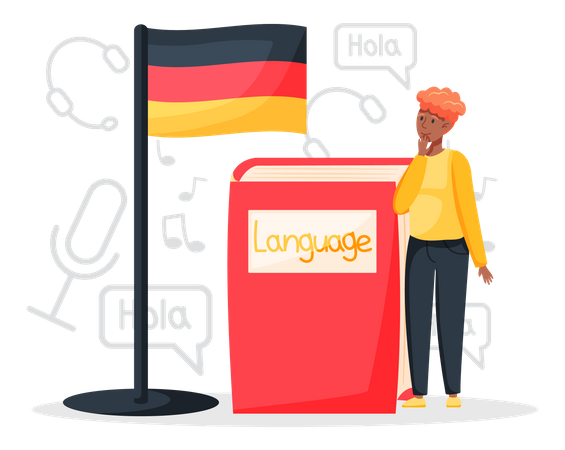 Online-Unterricht zum Deutschlernen  Illustration