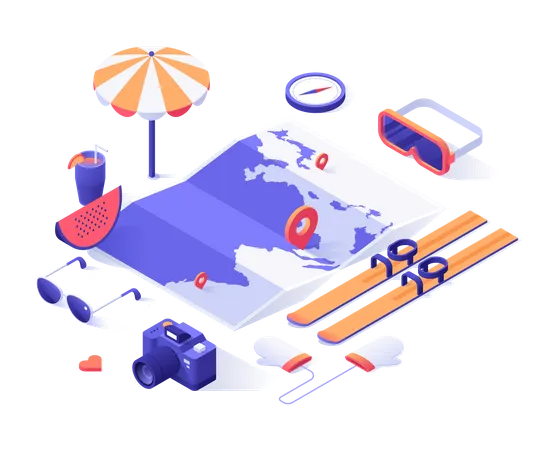 Online Urlaubsreiseplanung  Illustration