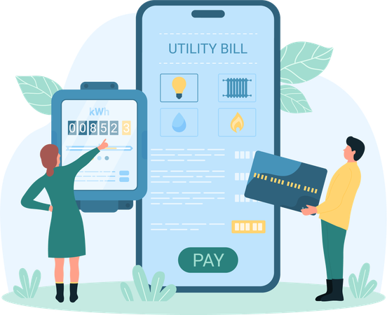 Online utility bill app  Illustration