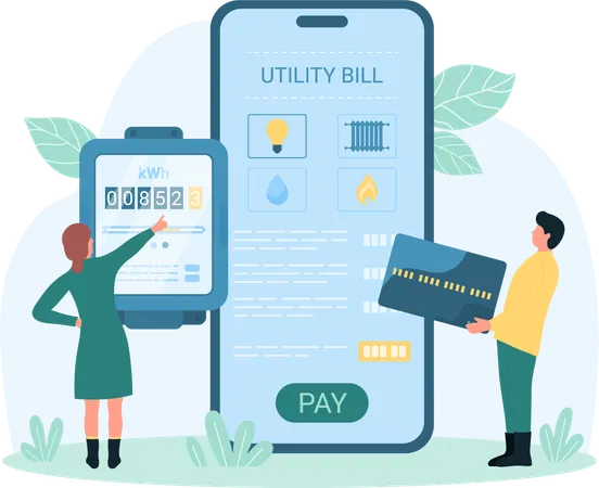 Online utility bill app  Illustration