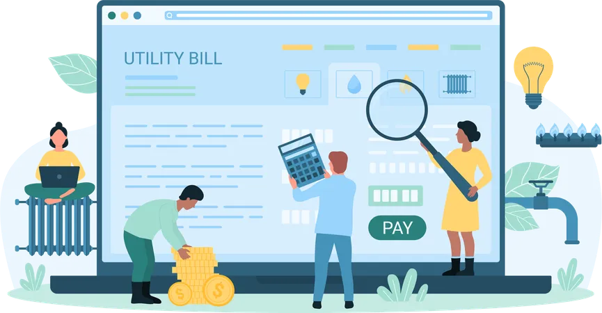 Online utility bill payment  일러스트레이션