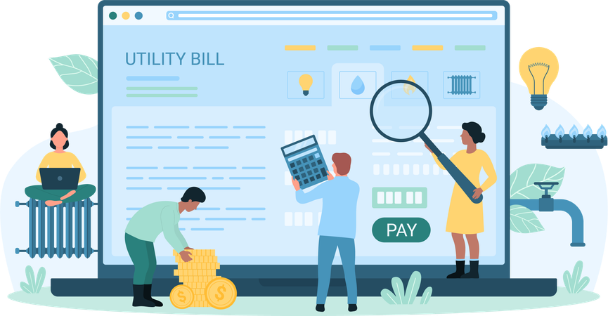 Online utility bill payment  Illustration