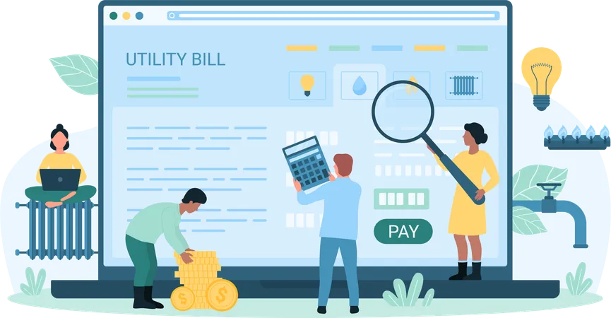 Online utility bill payment  Illustration