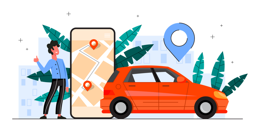 Online vehicle sharing application Illustration