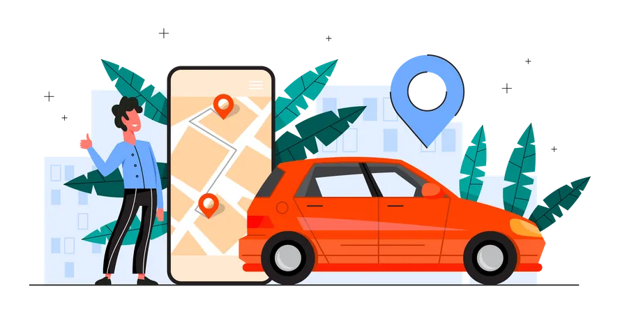 Online vehicle sharing application Illustration