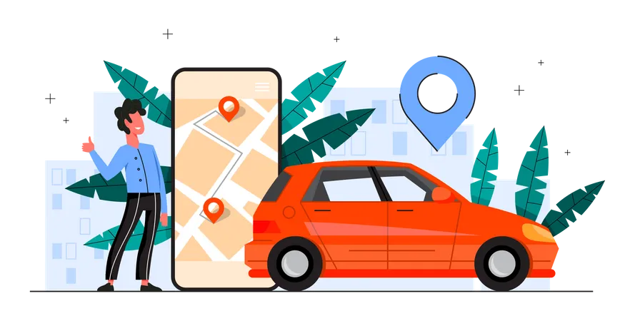 Online vehicle sharing application  Illustration